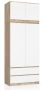 Riidekapp S90, 2 ust ja 2 sahtlit, valge/pruuni värvi, 90 × 234 × 51 cm