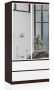 Riidekapp S90, 2 ust, 2 sahtlit, 2 peeglit, pruun-valge, 90 × 180 × 51 cm