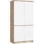 Riidekapp S90, 4 ust ja 4 riiulit, pruun/valge, 90 × 180 × 51 cm