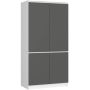 Riidekapp S90 4D CLP, 4 uksega, valge/hall, 90 × 180 × 51 cm