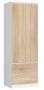 Riidekapp STAR S60, 2 ust, 2 sahtlit, valge/tamme värvi, 60 × 180 × 51 cm