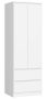 Riidekapp STAR S60, 2 ust ja 2 sahtlit, Valge, 60 × 180 × 51 cm