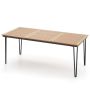 Rectangular dining table 200 x 90 cm, acacia wood, metal frame, 5 cm umbrella opening, capacity up to 8 people