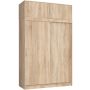 Liugustega riidekapp CLP MONO, 4 ust, 8 riiulit, pealisehitis, tammevärvi, 150 × 245 × 60 cm