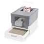 Foldable cat litter box with closed lid, gray