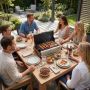 Folding table charcoal barbecue, 2 grill heights, 50.5 × 33.5 × 33.5 cm