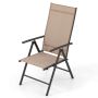 Folding patio chair with 7-level adjustable backrest, brown
