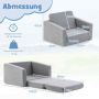 Folding children's sofa, 2 in 1, Gray, 60.96 × 40.64 × 43.18 cm