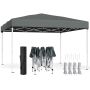 Folding pavilion 3 x 3 m, dark gray, with sun protection