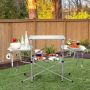 Folding camping table, with bottom shelf and hooks, 146 × 45 × 82 cm