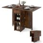 Folding dining table, 2 shelves, 1 drawer, Brown, 120 × 72 × 75 cm