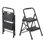 Kokkupandav redel VEVOR, 2 astet, Must, 46,5 × 52 × 77 cm