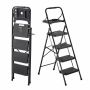 Kokkupandav redel VEVOR CQX904, 4 astet, Must, 46,5 × 91 × 145 cm