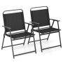 Folding outdoor chairs, 2 pcs, Black, 57 × 55 × 83 cm