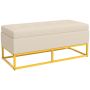Bench with storage box Homcom 110x44x49cm., beige/gold color