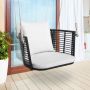 Swing with metal frame and PE rattan weave, white, up to 180 kg