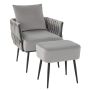 Living room armchair with ottoman, with additional cushion