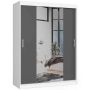 Wardrobe NORE CLP Mono 150 with mirror, white/dark grey