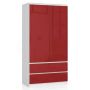 Wardrobe NORE S, white/red