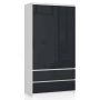 Wardrobe NORE S, white/dark grey