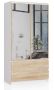 Wardrobe NORE S with mirror, white/oak color