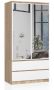 Wardrobe NORE S with mirror, oak/white