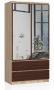 Wardrobe NORE S with mirror, dark brown/oak color