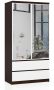 Wardrobe NORE S with mirror, dark brown/white