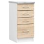Kitchen cabinet NORE Lima S40 with 4 drawers, white/oak color
