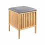 Pesukorviga taburet Relaxdays 10052434_111, 52 l, hall/pruun, 39 × 52 × 39 cm