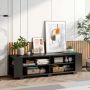 TV stand, 4 open compartments, Black, 150 × 45 × 39 cm