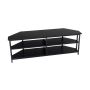 TV stand, corner, 4 open compartments, Black, 140 × 39 × 48 cm
