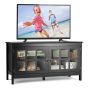 TV stand, With doors, 3 shelves, Black/white, 114 × 48 × 61 cm