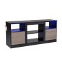 TV table with electric fireplace and RGB lighting, black