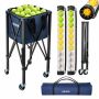 Tennise- ja pickleball'i pallikorv VEVOR JQ-LV150S, 2-in-1, 150 tennisepalli või 260 pickleball'i palli, Must, 95,5 × 23,5 × 26,5 cm