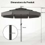 Patio umbrella, 8 ribs, Ø 300 × 248 cm