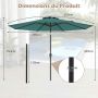 Patio umbrella, 8 ribs, Green, Ø 303 × 253 cm