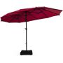 Terrace umbrella, double-sided, 12 ribs, with base