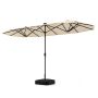 Patio Umbrella, Double-Sided, 36 Light Beads, Sand, 13 × 6.6 × 8 ft