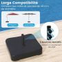 Terrace umbrella, double-sided, 48 LED lights, base with 2 sandbags, brown, 470 × 280 × 251 cm
