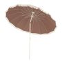 Terrace umbrella, With fringes, Sand/white or brown/white, Ø 215 × 225 cm