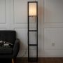 Floor lamp with shelves, 3 shelves, White/black, 26 × 160 × 26 cm