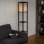 Floor lamp with shelves, 3 shelves, Black/off-white, 26 × 160 × 26 cm