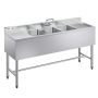 Kolme sektsiooniga valamu VEVOR JC-BAR-3B60-LR-320, 2 nõrutuspinda, 1524 × 470 × 838 mm