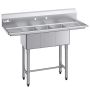 Kolme sektsiooniga valamu VEVOR JC-S3C101410-12LR-318, 2 nõrutuspinda, 1372 × 508 × 1097 mm