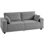 Trivietė sofa su kišeninėmis spyruoklėmis, šviesiai pilka, 218 cm, 2 pagalvėlės