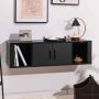 TV cabinet, 2 doors, 2 open compartments, Black, 108 × 30.5 × 33 cm