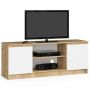 TV-alus, 2 ust, valge/tammevärvi, 140 × 55 × 40 cm