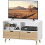 TV stand Homcom 99x39x58.3cm., white/light brown