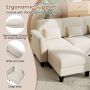 U-shaped sectional sofa with two poufs, 280 cm, chenille fabric, USB and Type-C charging ports
